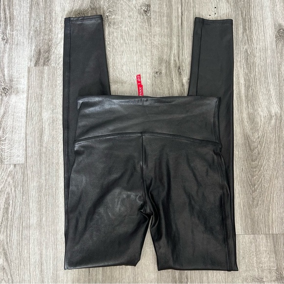 Spanx Metallic High Waisted Black Leggings Athletic Running Training Gym Size L - Picture 1 of 5